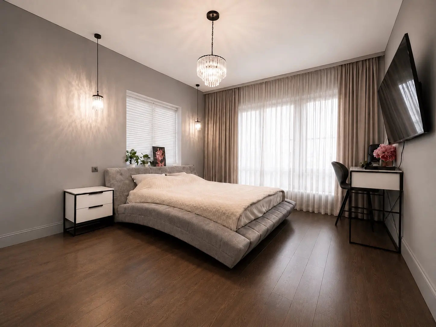 Dormitorio de vivienda unifamiliar en tonos cálidos